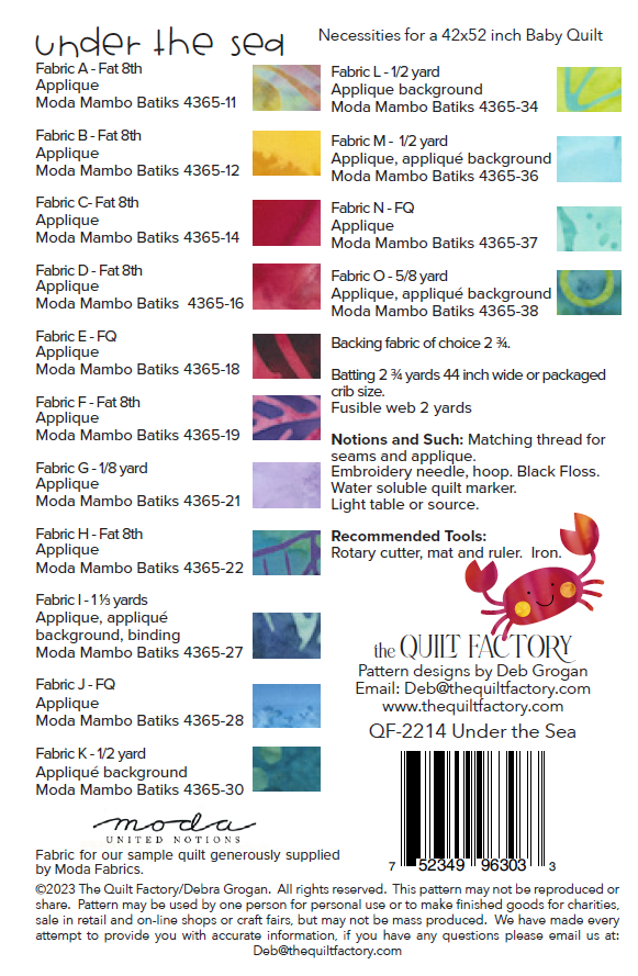 Downloadable Under the Sea Quilt Pattern