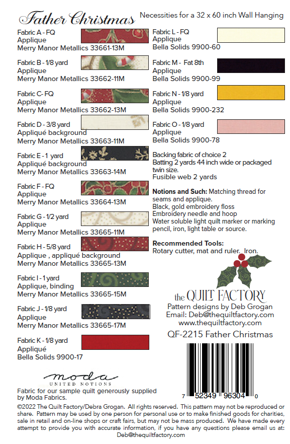 Downloadable Father Christmas Quilt Pattern