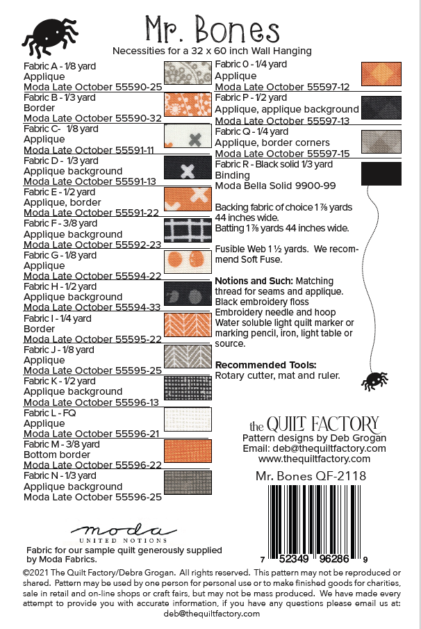Downloadable Mr. Bones Quilt Pattern