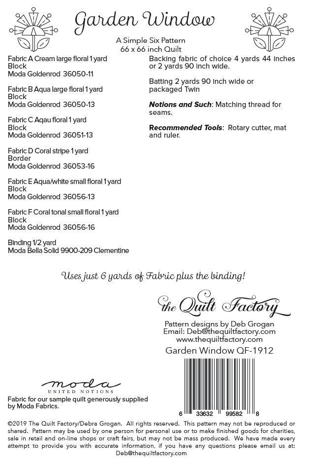 Downloadable Garden Window Quilt Pattern