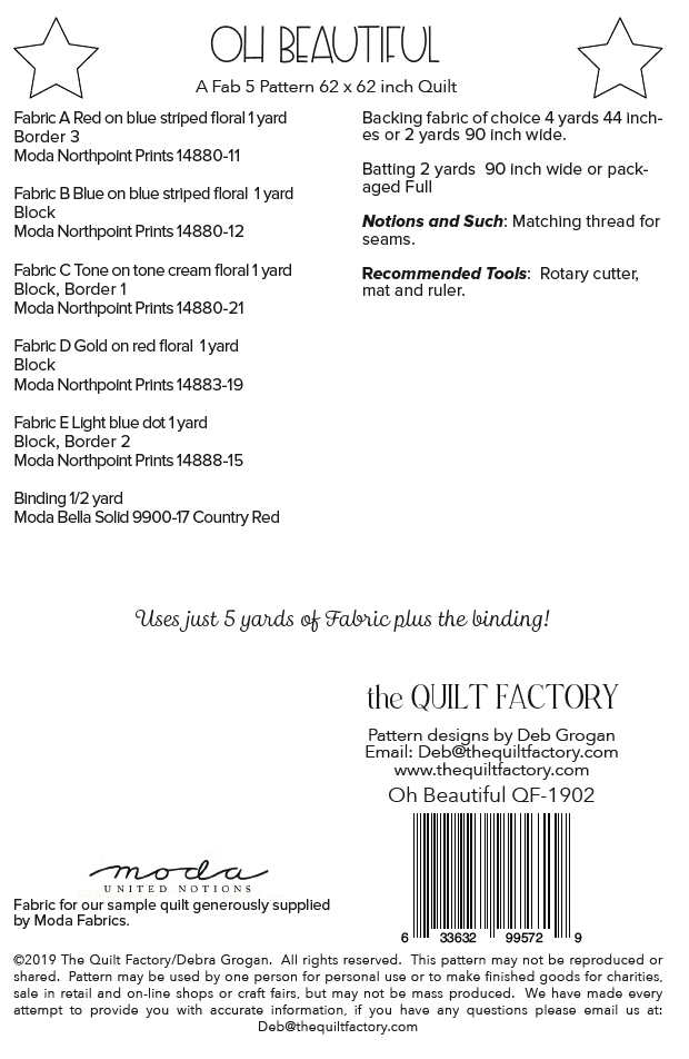 Downloadable Oh Beautiful Quilt Pattern