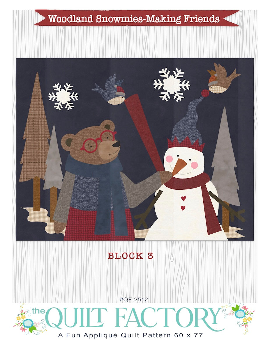 Woodland Snowmies BOM Block 3 Pattern