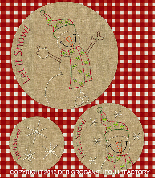 Downloadable Snowball Sam Embroidery Pattern