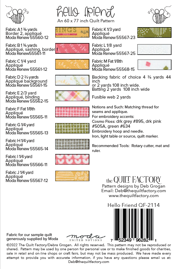 Downloadable Hello Friend Quilt Pattern