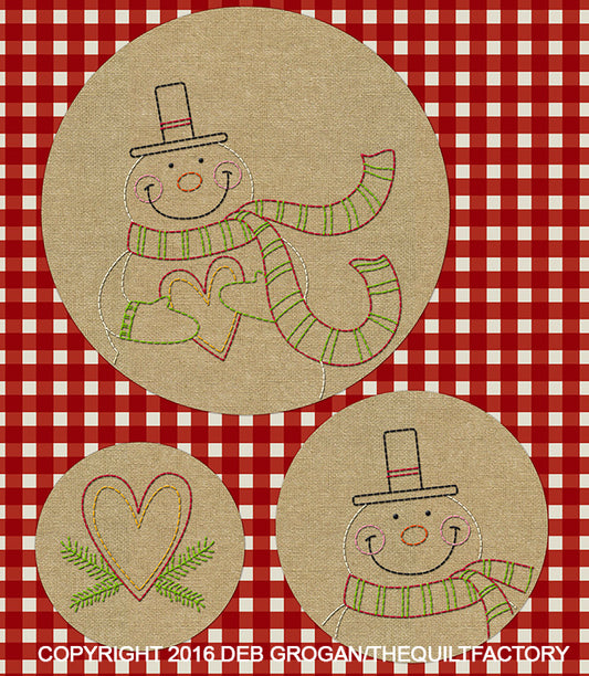 Downloadable Heartfelt Snowman Embroidery Pattern