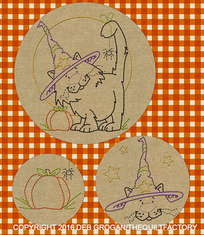 Downloadable Witch Kitty Embroidery Pattern